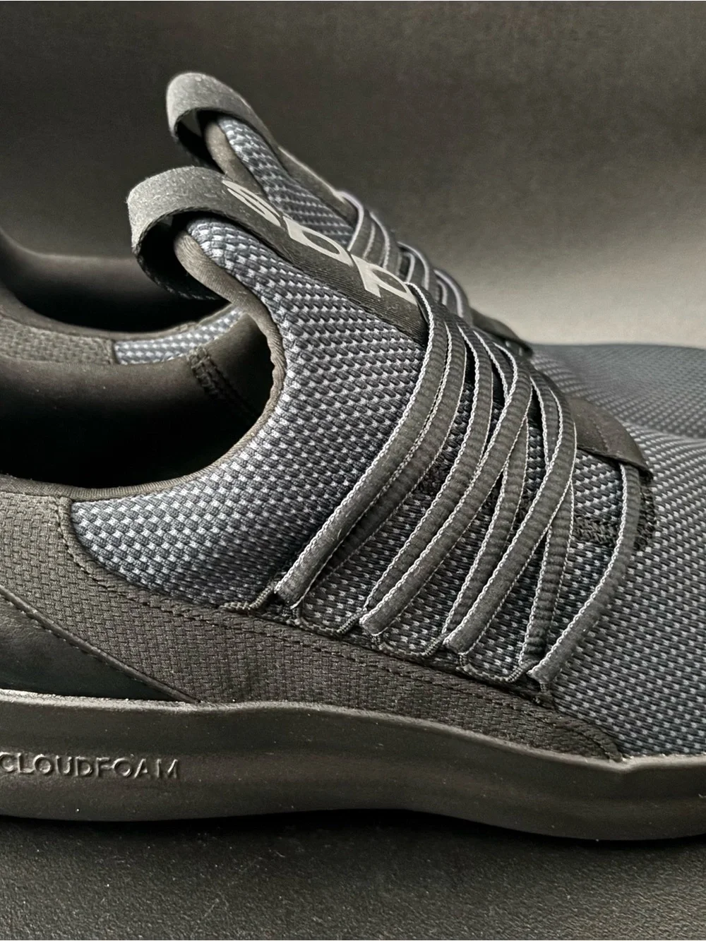 adidas Slip-On Knit Sneakers in Charcoal Gray and Black